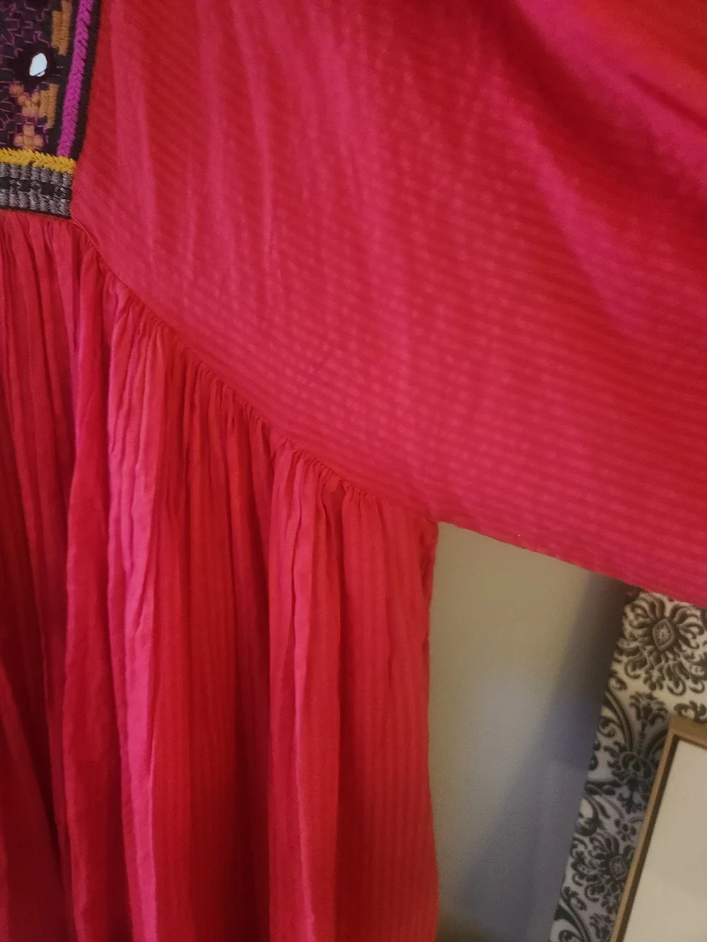 Free People Hot Pink Embroidered Boho Tunic Dress